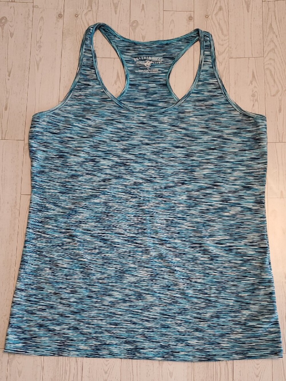 Beverly Hills Polo Club Aqua Space-Dye Racerback Tank Top Athletic Workout